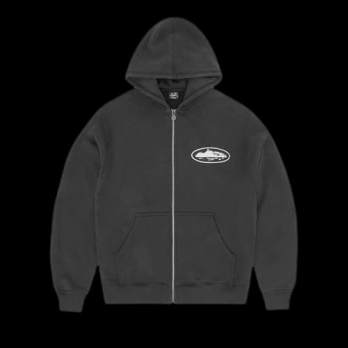 Corteiz Island Puff Print Zip Hoodie 'Black'