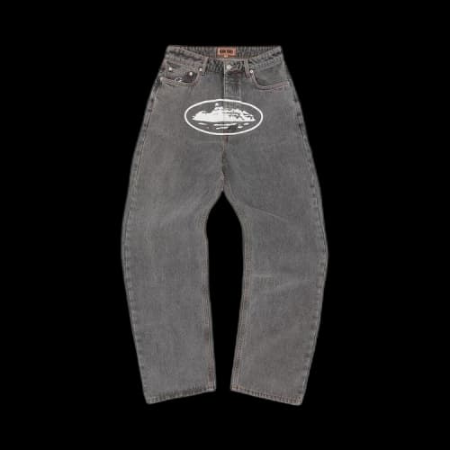 Corteiz Island Baggy Jeans 'Light Grey'