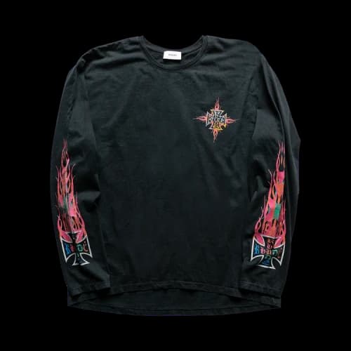 Rhude Neon Flame Long-Sleeve Tee 'Black'