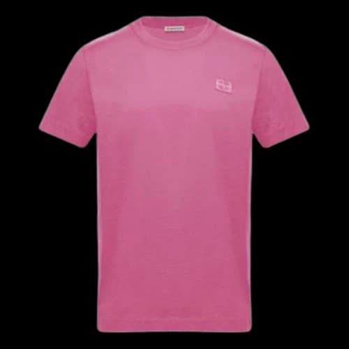 Moncler Solid Color Short Sleeve Round Neck Pink Red