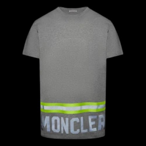 Moncler Stripe Alphabet Logo Printing Short Sleeve Gray