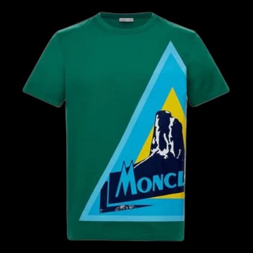 Moncler Colorblock Pattern Alphabet Printing Short Sleeve Green
