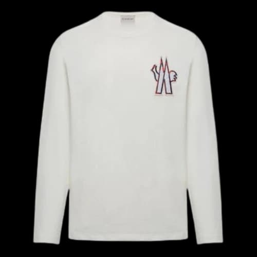 Moncler Chest Logo Long Sleeve Crewneck For Men White