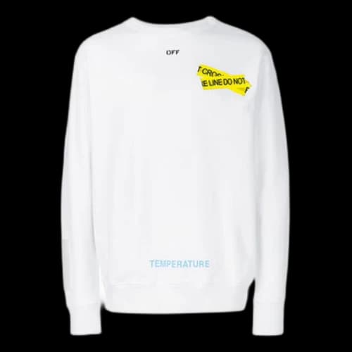 Off-White Rubber Strap Printing Round Neck Long Sleeves White