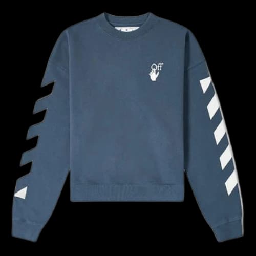 Off-White SS21 Logo Printing Stripe Round Neck Loose Fit Blue