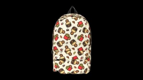 BAPE Baby Milo Fast Food Print Large Backpack Cream