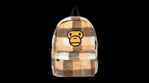 BAPE Baby Milo Sherpa Fur Medium Backpack Cracker Khaki