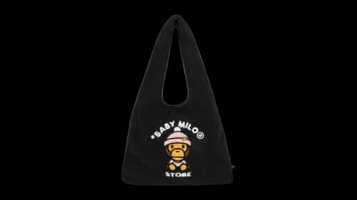 BAPE Baby Milo Graphic Fur Large Tote Bag Black