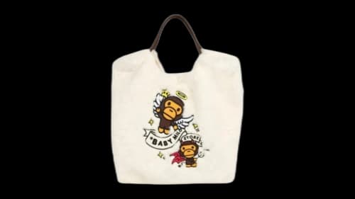 BAPE Baby Milo Sherpa Fur Large Tote Bag Cream