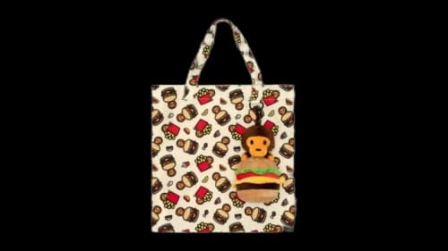 BAPE Baby Milo Burger Plush Tote Bag Cream
