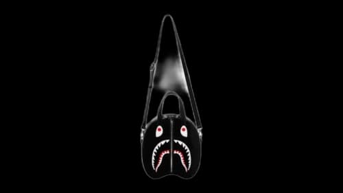 BAPE Shark Leather Shoulder Bag Black