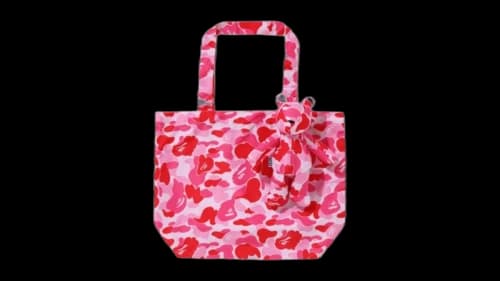 BAPE ABC CAMO Camouflage Bear Charm Tote Bag Pink