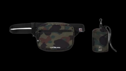 BAPE 1ST CAMO Camouflage Foldable Waist Bag Emerald Green