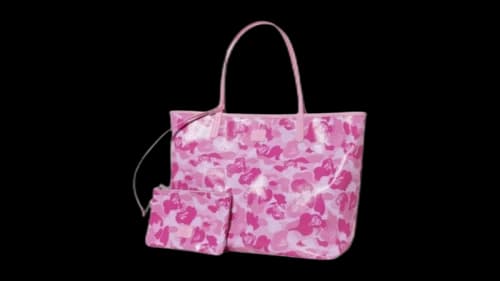BAPE BABY LISA ABC CAMO Camouflage Pattern Tote Bag Pink