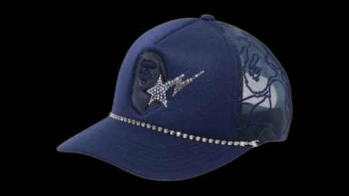BAPE Ape Head Crystal Mesh Cap Navy Blue
