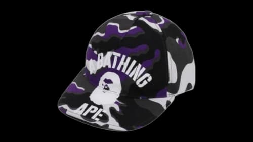 BAPE Glitch Woodland Camo Cap Royal Purple