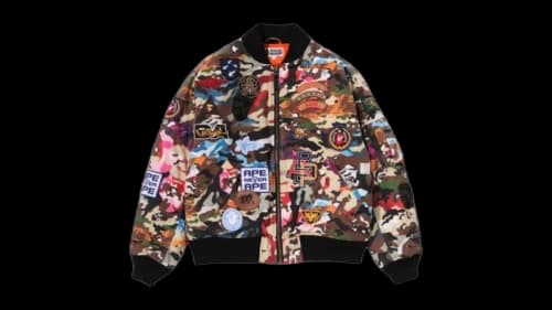 BAPE Hybrid Camo Multi Badge Padded Ma-1 Jacket Caise