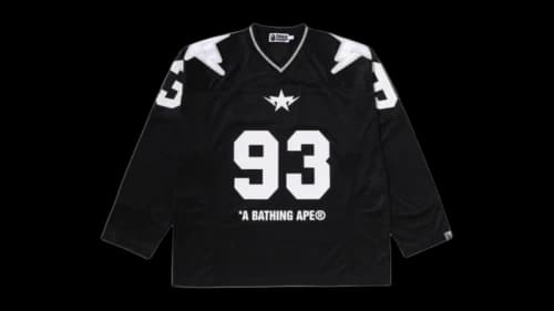 BAPE Line Camo Multi Logo Cropped Fit Football Jersey Black