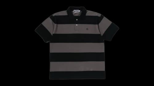 BAPE Milo One Point Stripe Relaxed Fit Polo Black