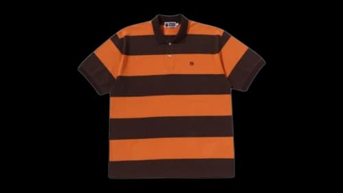 BAPE Milo One Point Stripe Relaxed Fit Polo Sorrel