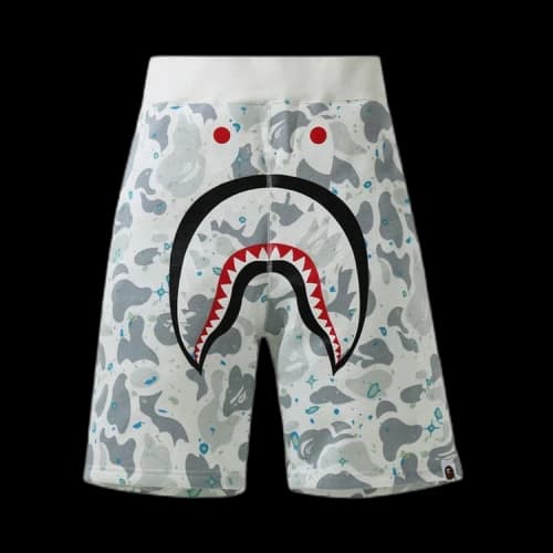 BAPE Space Camo Shark Sweat Shorts 'White'