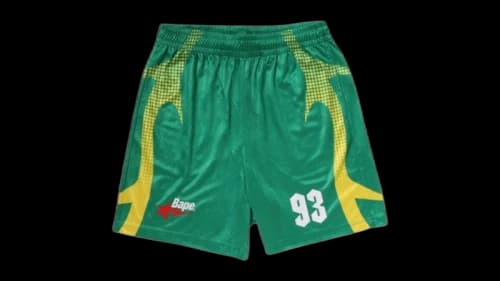 BAPE Ape Flame Monogram Jacquard Relaxed Fit Football Shorts Emerald