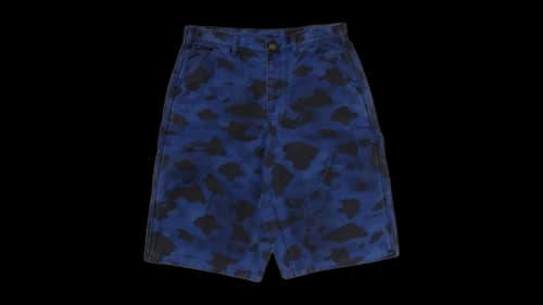 BAPE Solid 1st Camo Garment Dyed Relaxed Fit Work Shorts Navy Blue