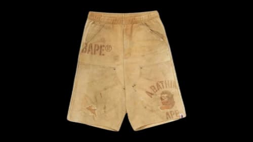 BAPE Fake Print Relaxed Fit Sweat Shorts Beige