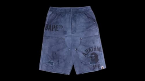 BAPE Fake Print Relaxed Fit Sweat Shorts Navy Blue