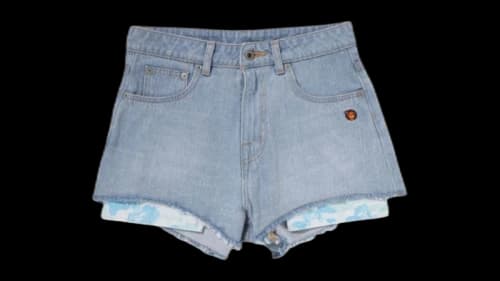 BAPE BABY LISA Embroidered Rhinestone Denim Shorts Denim