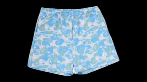 BAPE BABY LISA ABC CAMO Camouflage Print Shorts Blue