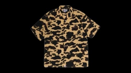 BAPE 1st Camo Open Collar Short Sleeves Shirt (SS26) Misted Yellow
