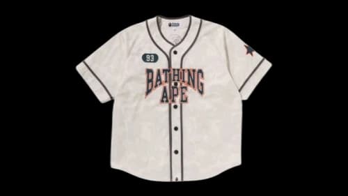 BAPE Solid Camo Multi Logo Baseball Short Sleeves Shirt Cream