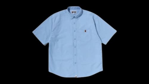 BAPE One Point Line Camo Jacquard Oxford Short Sleeves Shirt Sky Blue