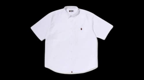 BAPE One Point Line Camo Jacquard Oxford Short Sleeves Shirt White