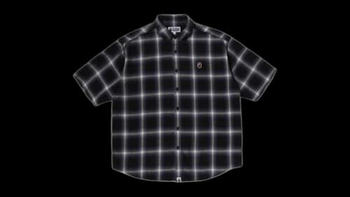 BAPE One Point Ombre Check Light Flannel Short Sleeves Shirt Black