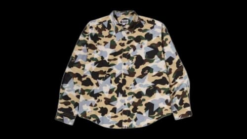 BAPE STA Over Print 1st Camo Poplin L/S Shirt Misted Yellow