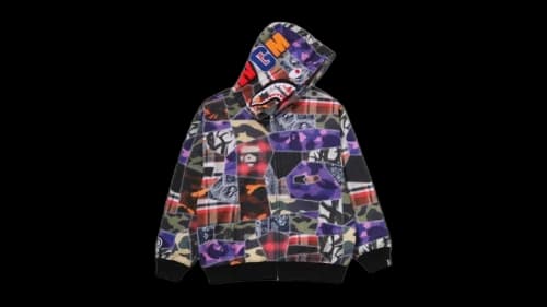 BAPE Crazy Patch Shark Full Zip Jacket Caise