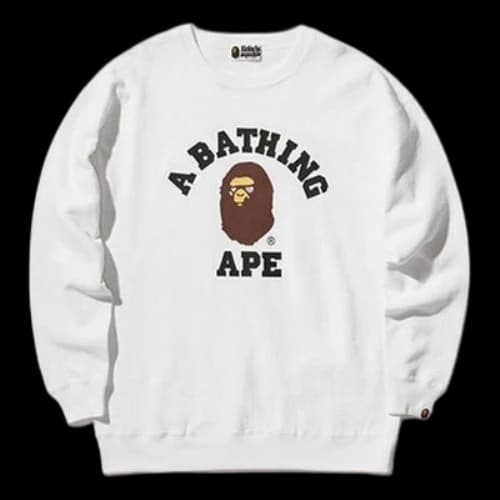 BAPE Classic Ape Head Alphabet Printing Pullover Long Sleeves White