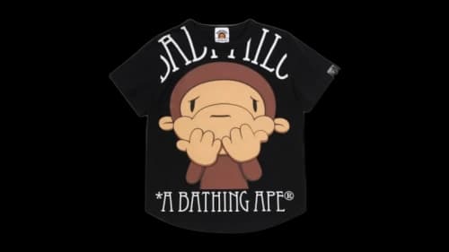 BAPE Kids Big Drawn Baby Milo Tee Black