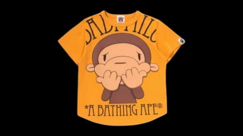 BAPE Kids Big Drawn Baby Milo Tee Yellow