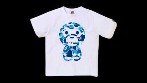 BAPE Kids Abc Camo Big Baby Milo Tee White/Blue