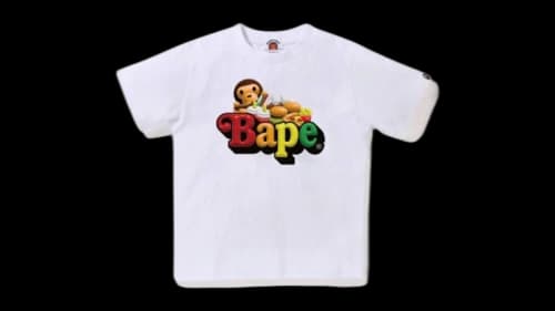 BAPE Kids 3D Milo Junkfood On BAPE Logo Tee White