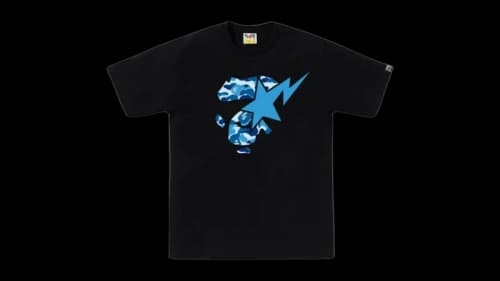 BAPE ABC Blue Camo Ape Face STA Tee (SS26) Black