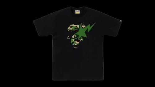 BAPE ABC Army Green Camo Ape Face STA Tee (SS26) Black
