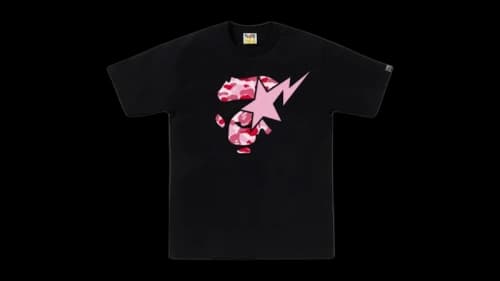 BAPE ABC Pink Camo Ape Face STA Tee (SS26) Black