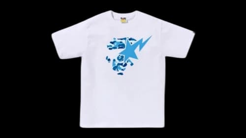 BAPE ABC Blue Camo Ape Face STA Tee (SS26) White