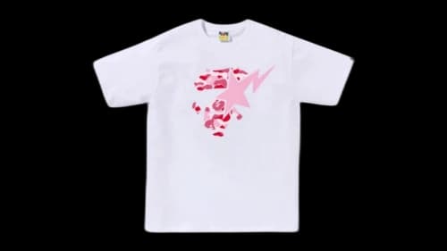 BAPE ABC Pink Camo Ape Face STA Tee (SS26) White