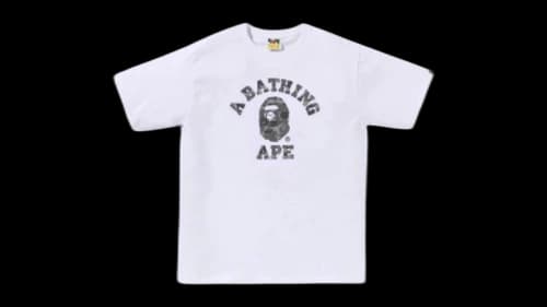 BAPE Abc Camo Reflective on College T-shirt White