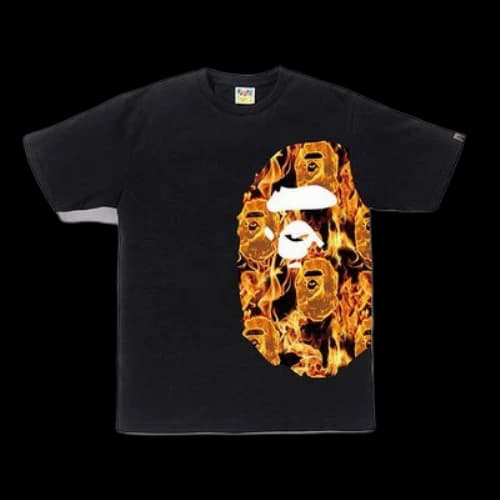 BAPE Flame Ape Head Printing Short Sleeve Black
